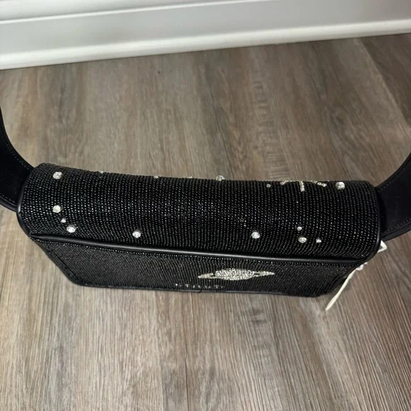 STAUD Tommy Beaded Black Starry Night Shoulder Bag Purse - Picture 11 of 16